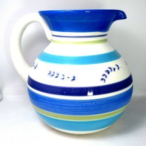 StoneLite Blue Striped Pitcher 9" Tall